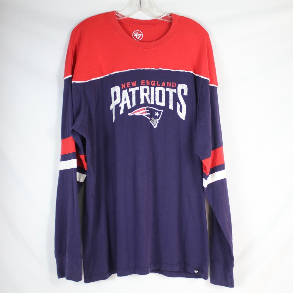 '47 Navy & Red New England Patriots NFL Long Sleeve Shirt Women's Size XXL